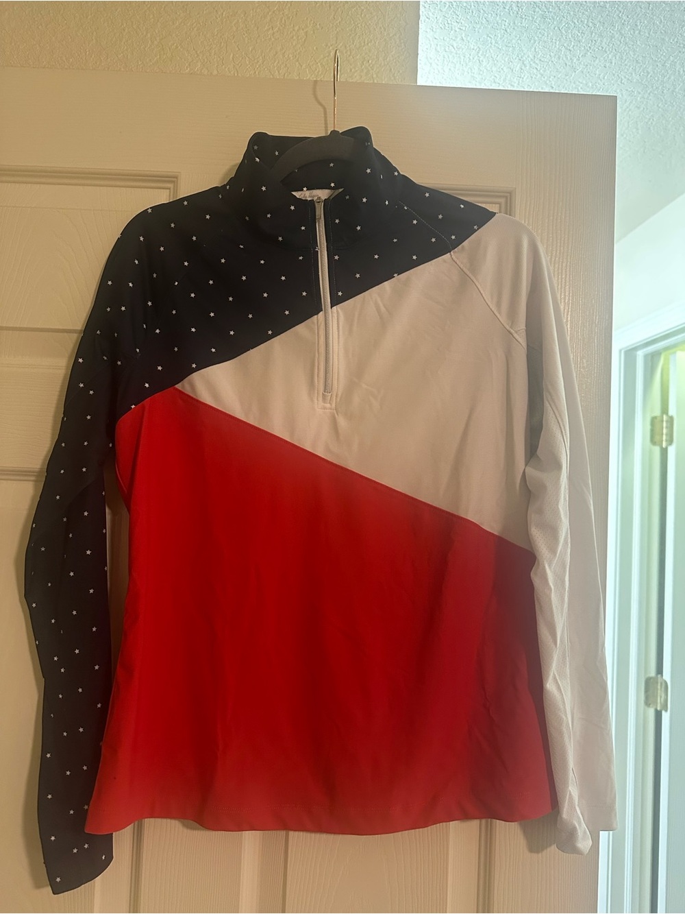 Lady Hagen Women’s M Patriotic Red White Blue Stars 1/4 Zip Golf Pullover